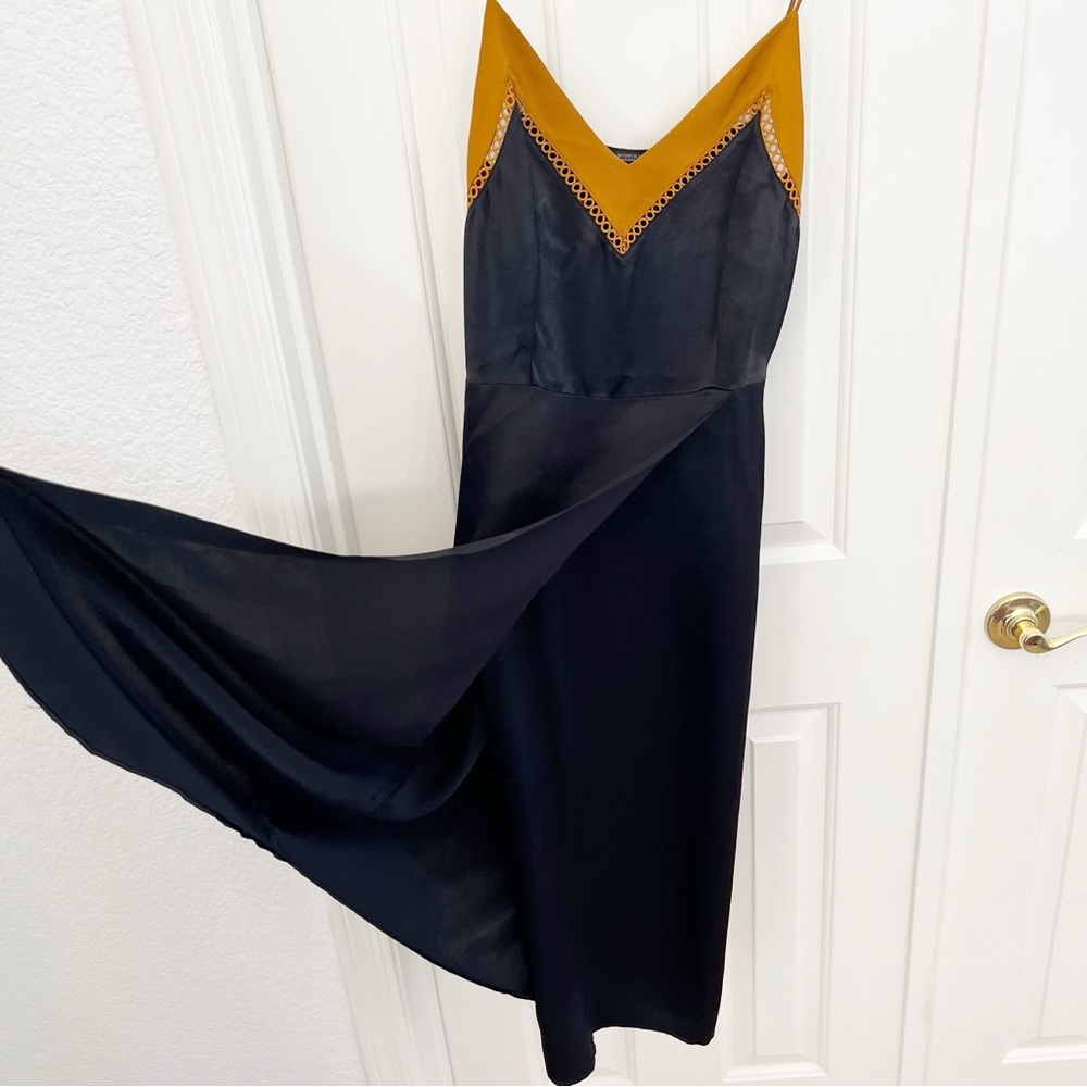 Scotch & Soda Satin Slip Dress Black Gold XS - Picture 16 of 17